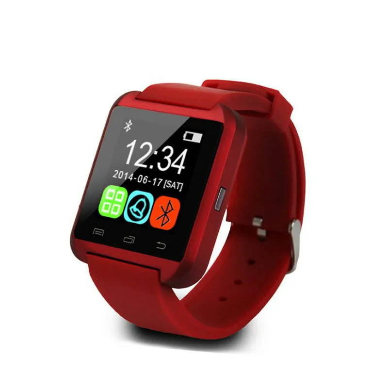 Red Bluetooth Смарт часы для мужчин и женщин U8 для IPhone IOS Android телефон спортивная одежда часы носимые устройства Smartwach PK GT08 A1 - Цвет: Red