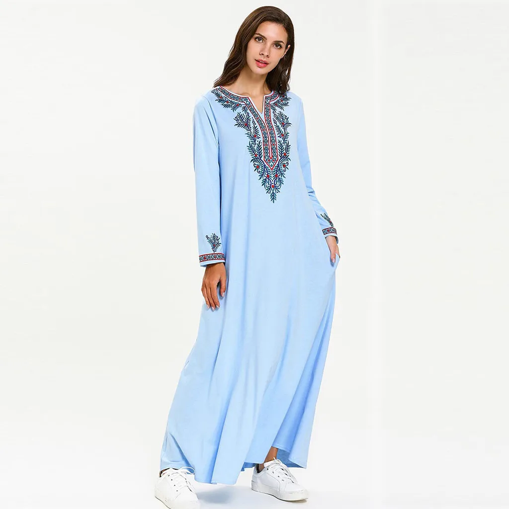 Мусульманское длинное платье с принтом тонкое макси абайя кафтан Исламская