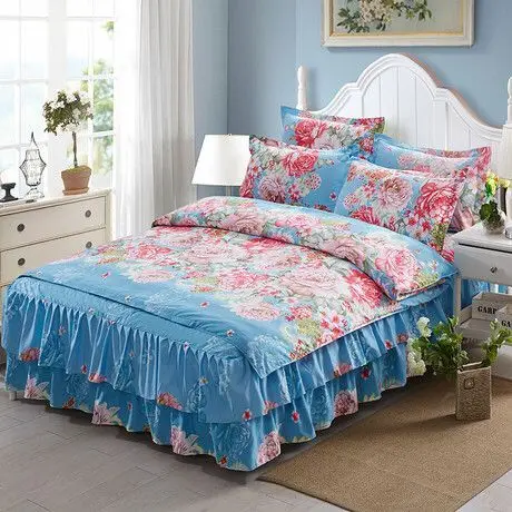 Комплект постельного белья с объемными розами и цветами юбка для кровати цветком