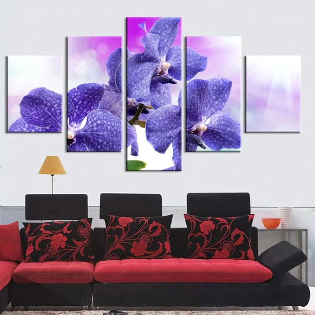 Цветные картины постеры 6 орхидеи цветы розовый синий настенные художественные
