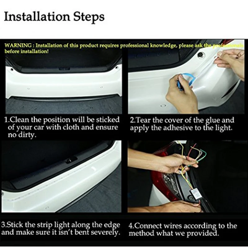 

120cm 150cm Car Rear Trunk Lights Multicolor RGB Tail box Light Dynamic Streamer Brake Turn Signal Warning LED Strip Car Styling