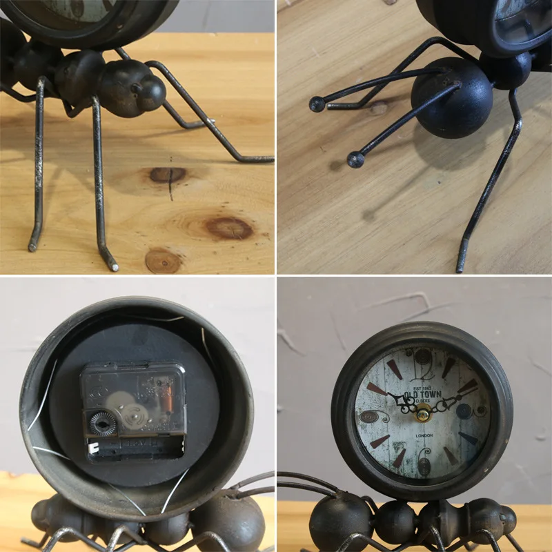 Ретро железные муравьи модели украшения настольные часы креативные домашние