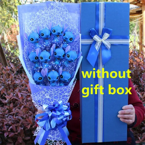 blue Without BOX Мини ПВХ стежка букет каваи игрушка искусственные розы цветок из искусственного шелка Букет Шарм День Святого Валентина букет мини Стич - Цвет: blue Without BOX
