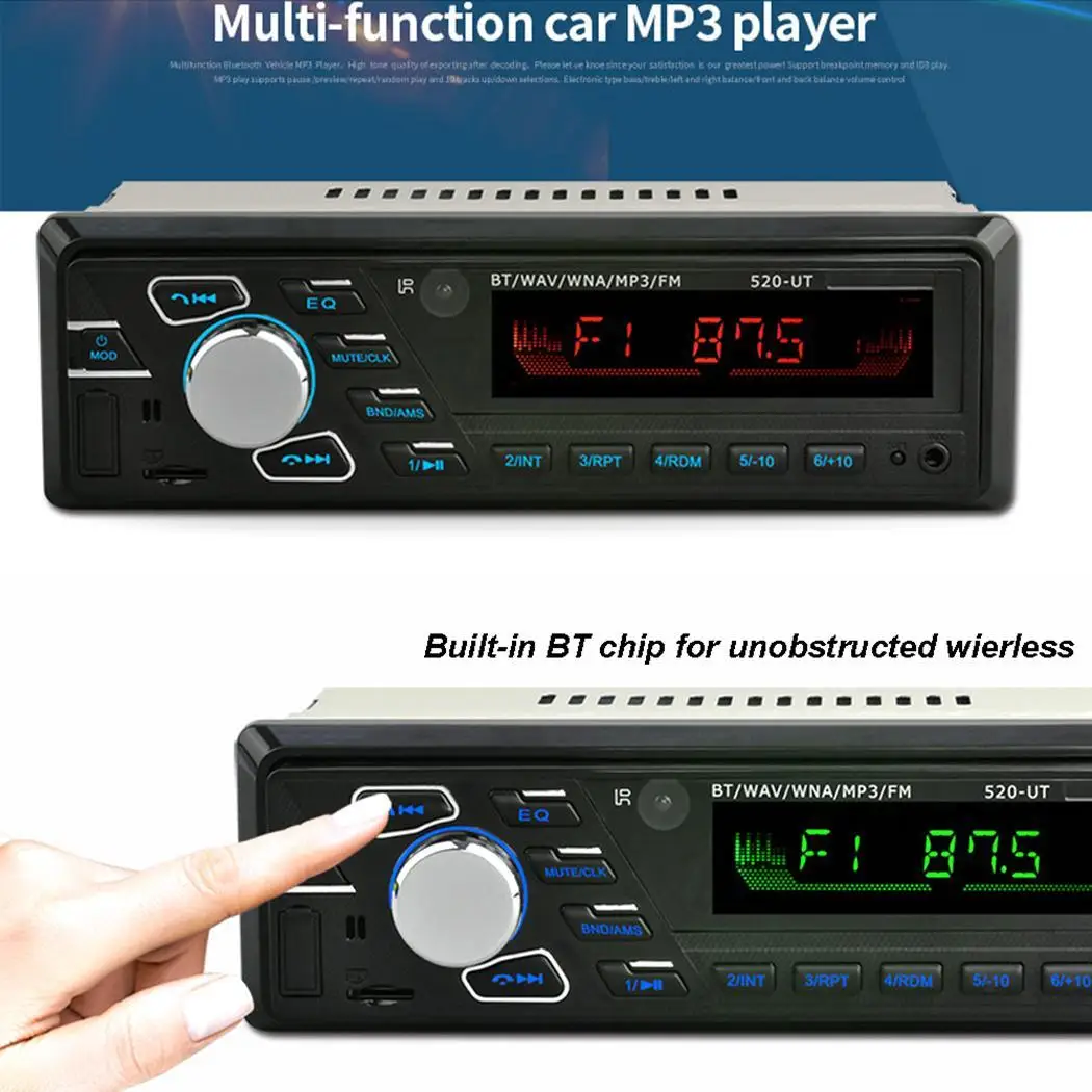 12 В стерео автомобильный mp3-плеер OLED Bluetooth FM радио громкой связи TF AUX передатчик