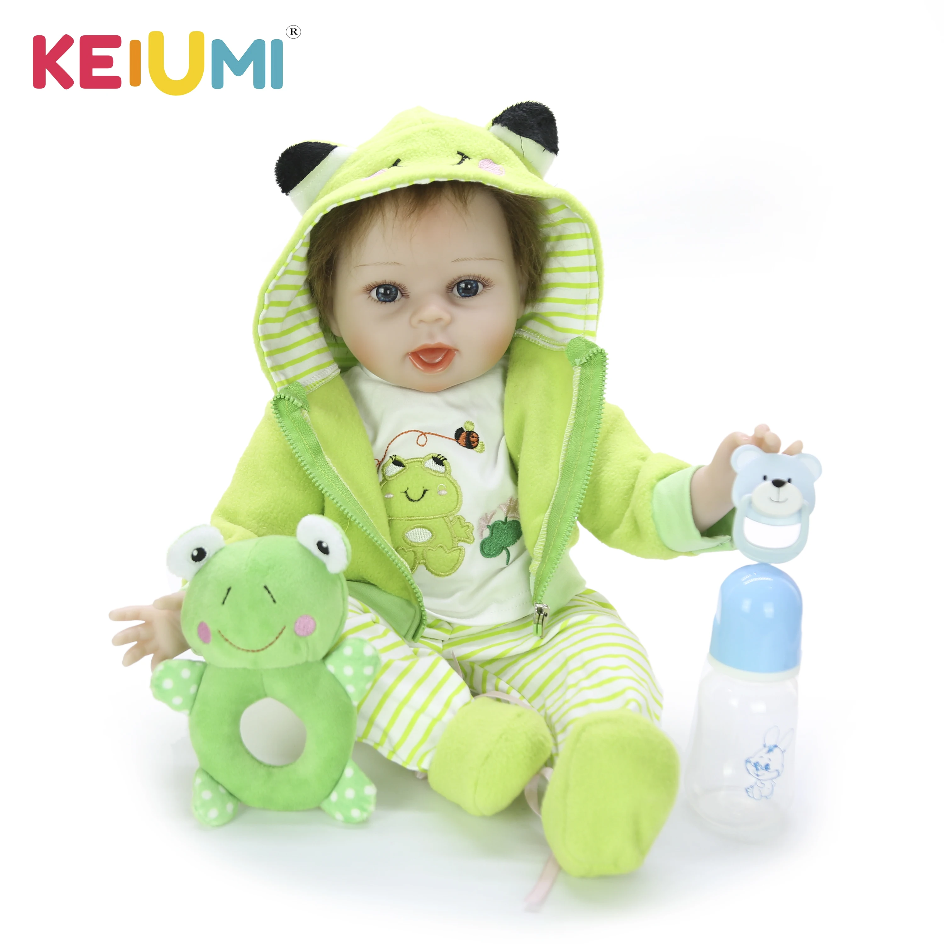 

KEIUMI 22'' 55 cm Newborn Doll Silicone Soft Cotton Body Hot Sale Baby Reborn Boy Doll For Kids Birthday Gifts Bedtime Playmate