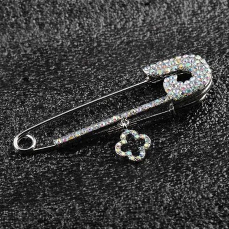 WKOUD Korean Fashion Personality Elegant Sweater Coat Scarf Big Pin Rhinestone Brooch Cute Wild Women Birthday Gift Jewelry | Украшения и