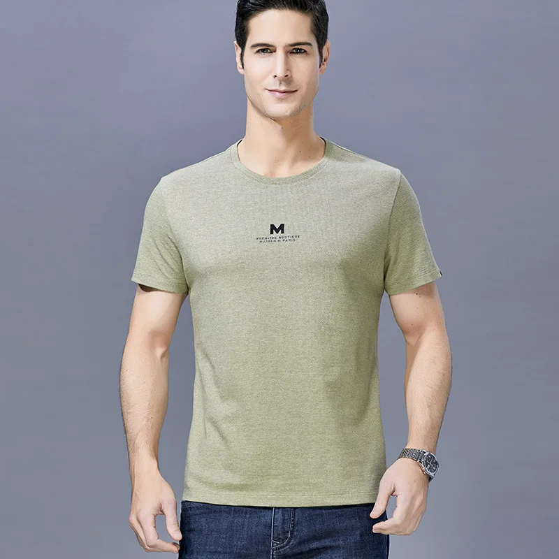 MACRSEA Fashions New Summer Cottton T-shirt Men Round Neck Brand Clothing Comfortable Male Print Tees 9017 | Мужская одежда