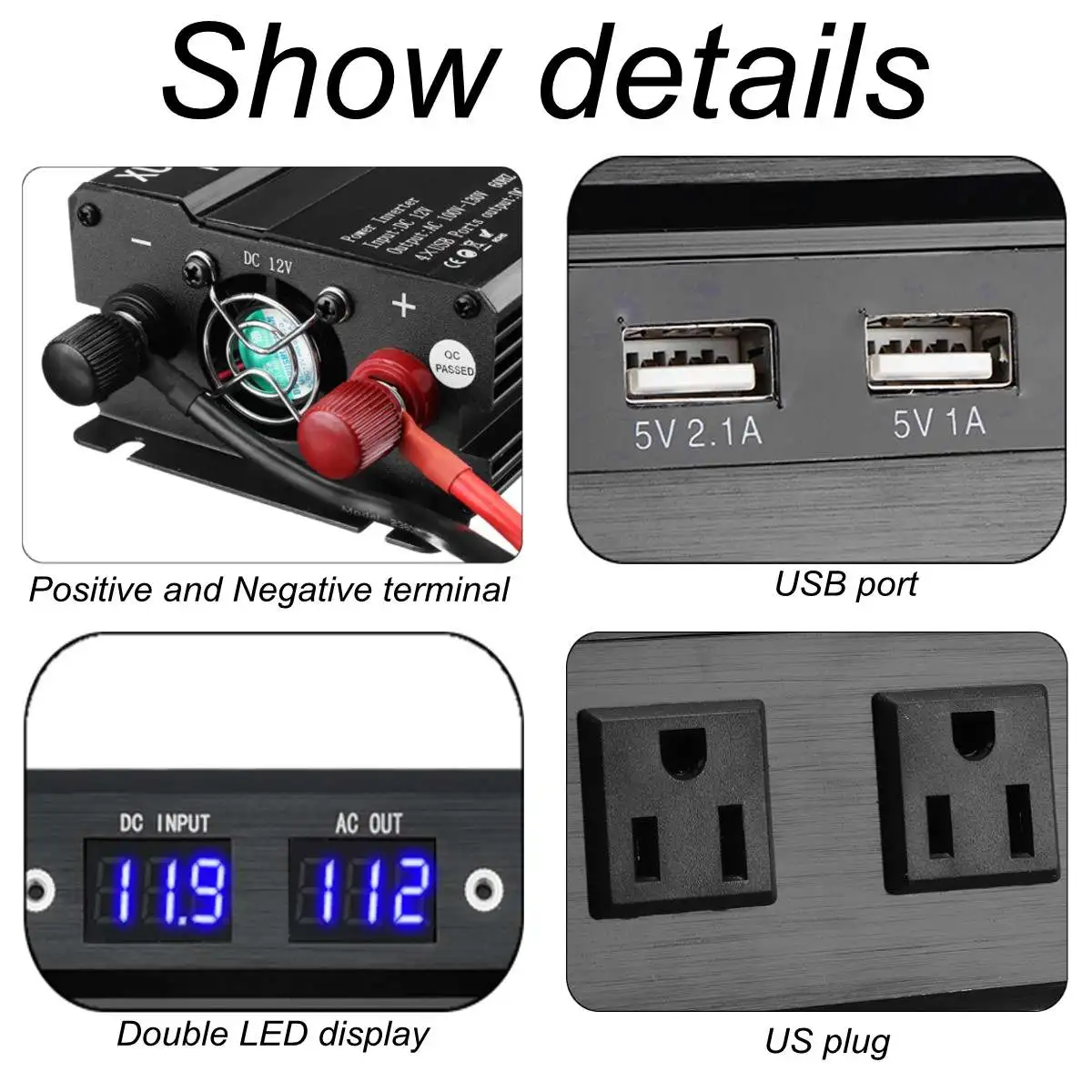Солнечный инвертор 6000W P eak DC 12 V/24 V to AC 110 V/220 V модифицированный синусоидальный автомобильный инвертор для грузовиков