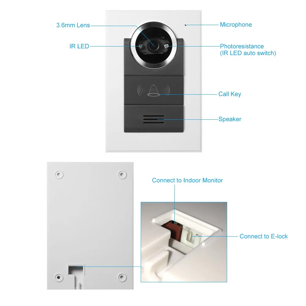 Проводной видео дверной звонок 7 дюймов внутренний монитор с IR CUT непромокаемая