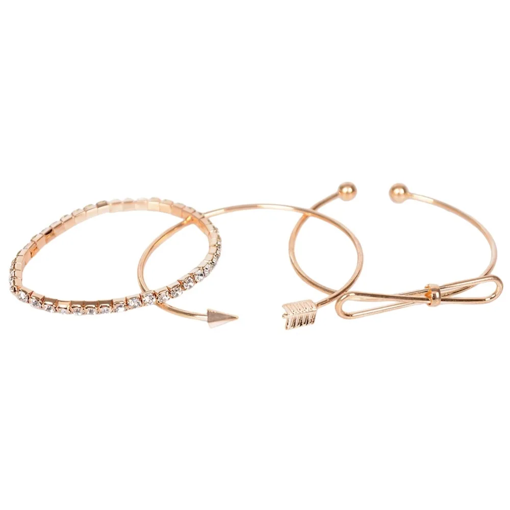 Женский браслет с бантом и стрелой простой дизайн 3 шт. подарочные украшения для