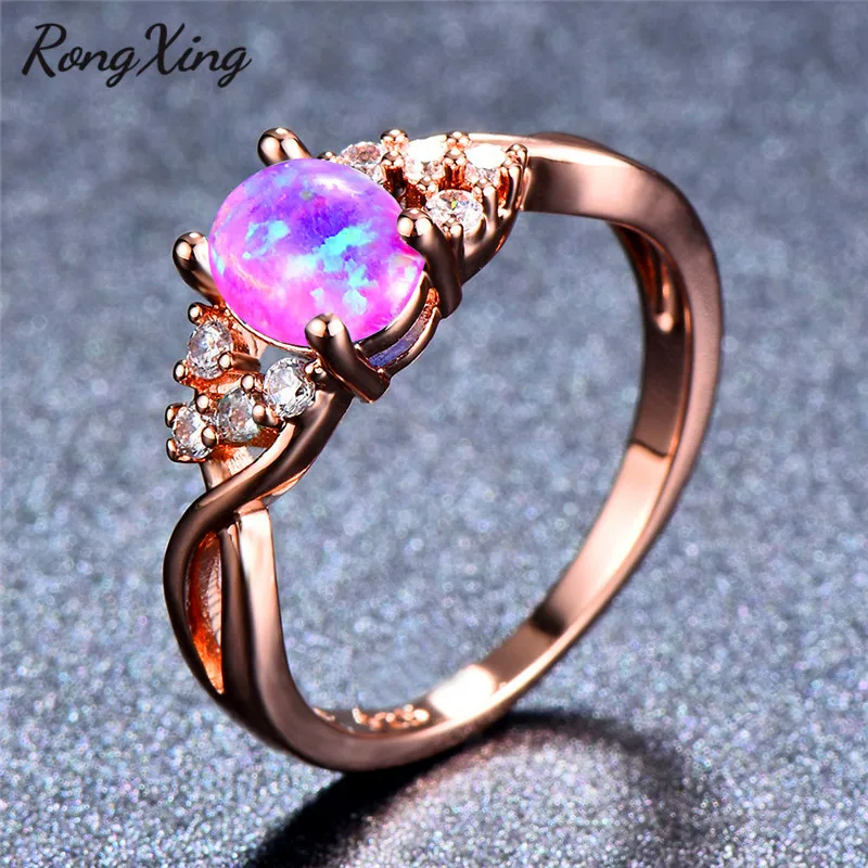 Кольцо RongXing с большим овальным белым/синим/фиолетовым огненным опалом