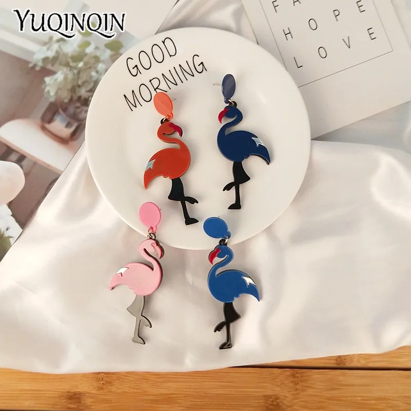 Классические Висячие Модные Акриловые серьги в виде птиц для женщин Длинные