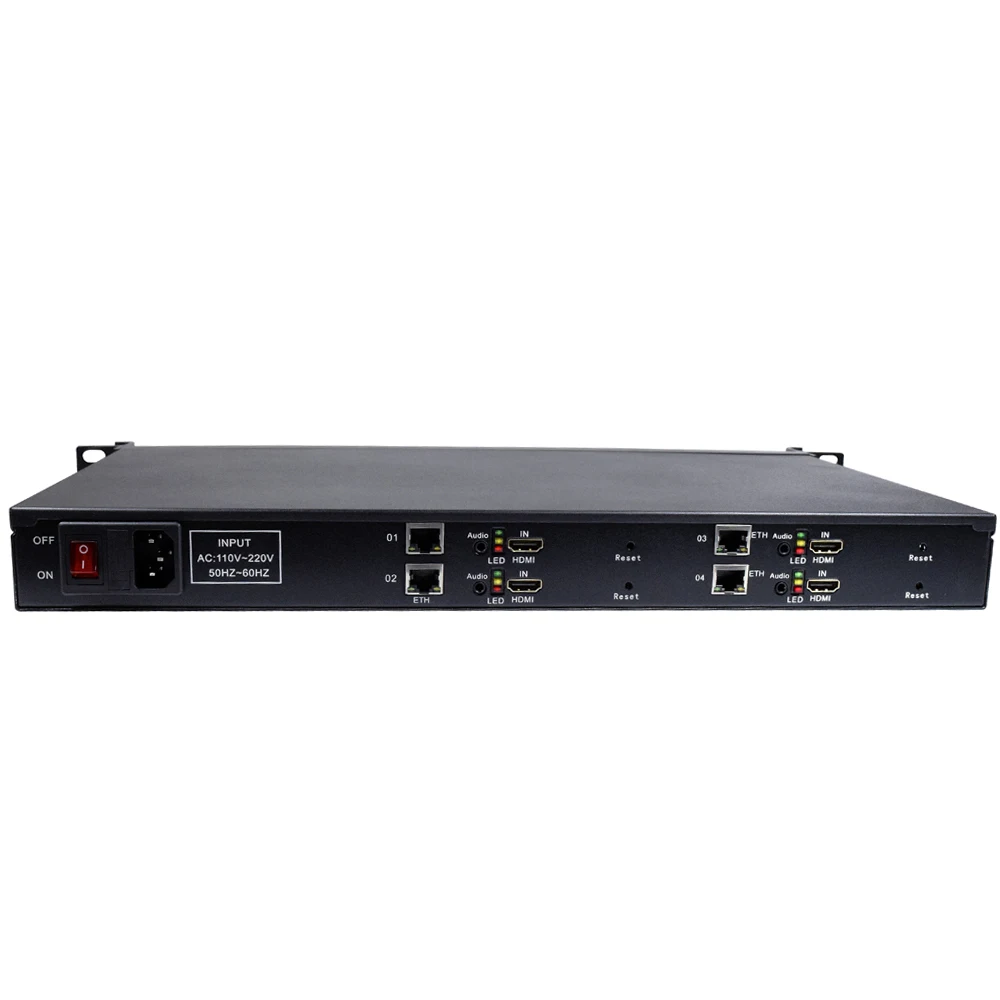 1U 4 Каналы HEVC H.265 H.264 CVBS к IP видео потоковый кодировщик SD HD кодер IPTV с HTTP UDP RTSP HLS RTMP