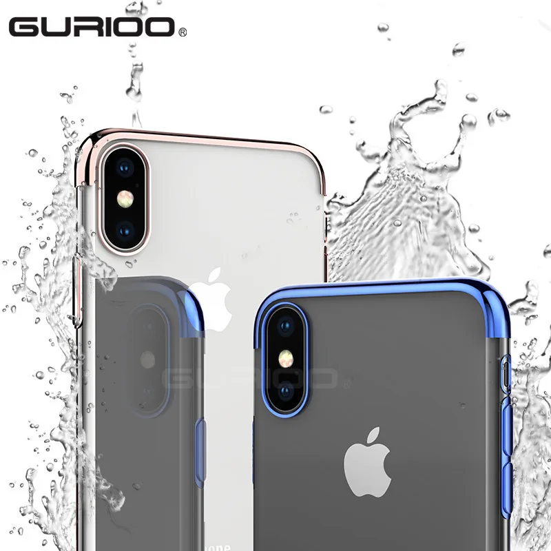 Ультра тонкий прозрачный мягкий ТПУ чехол для iPhone XR XS Max s Покрытие блестящий 6 6S 7 8