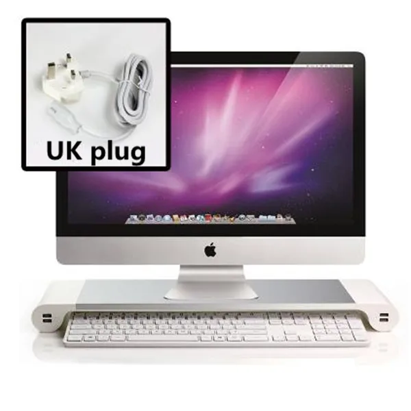 UK regulation plug Высококачественная металлическая компьютерная полка для хранения, заряжаемая офисная столешница, штепсельная вилка стандарта США, Европа, Великобритания, высота монитора - Цвет: UK regulation plug