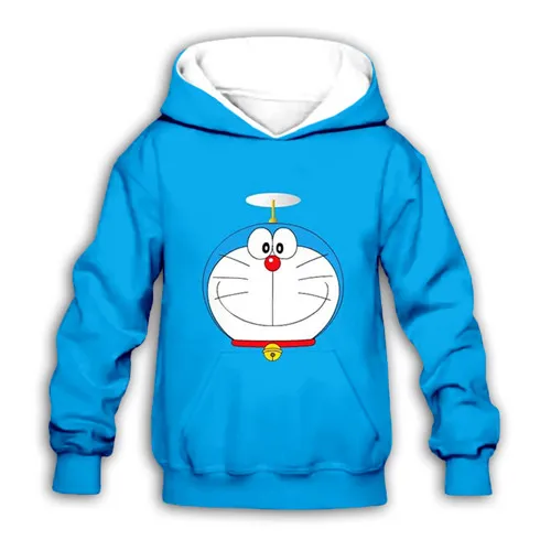 Kids hoodies Мультфильм kawaii Doraemon Объёмный рисунок(3D-принт) или голубого цвета для детей, толстовки с капюшоном, модная одежда для детей, Для мальчиков и девочек Симпатичные аниме-Толстовка уличная комплект, комплект: пуловер - Цвет: Kids hoodies