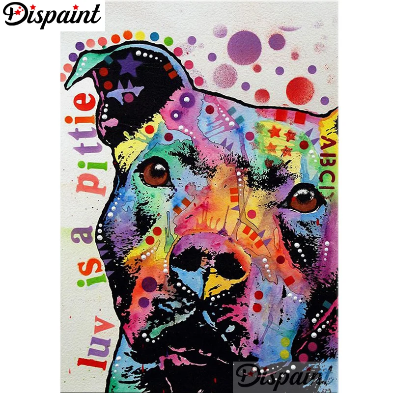 

Dispaint Full Square/Round Drill 5D DIY Diamond Painting "Cartoon color dog" 3D Embroidery Cross Stitch Home Decor Gift A01019