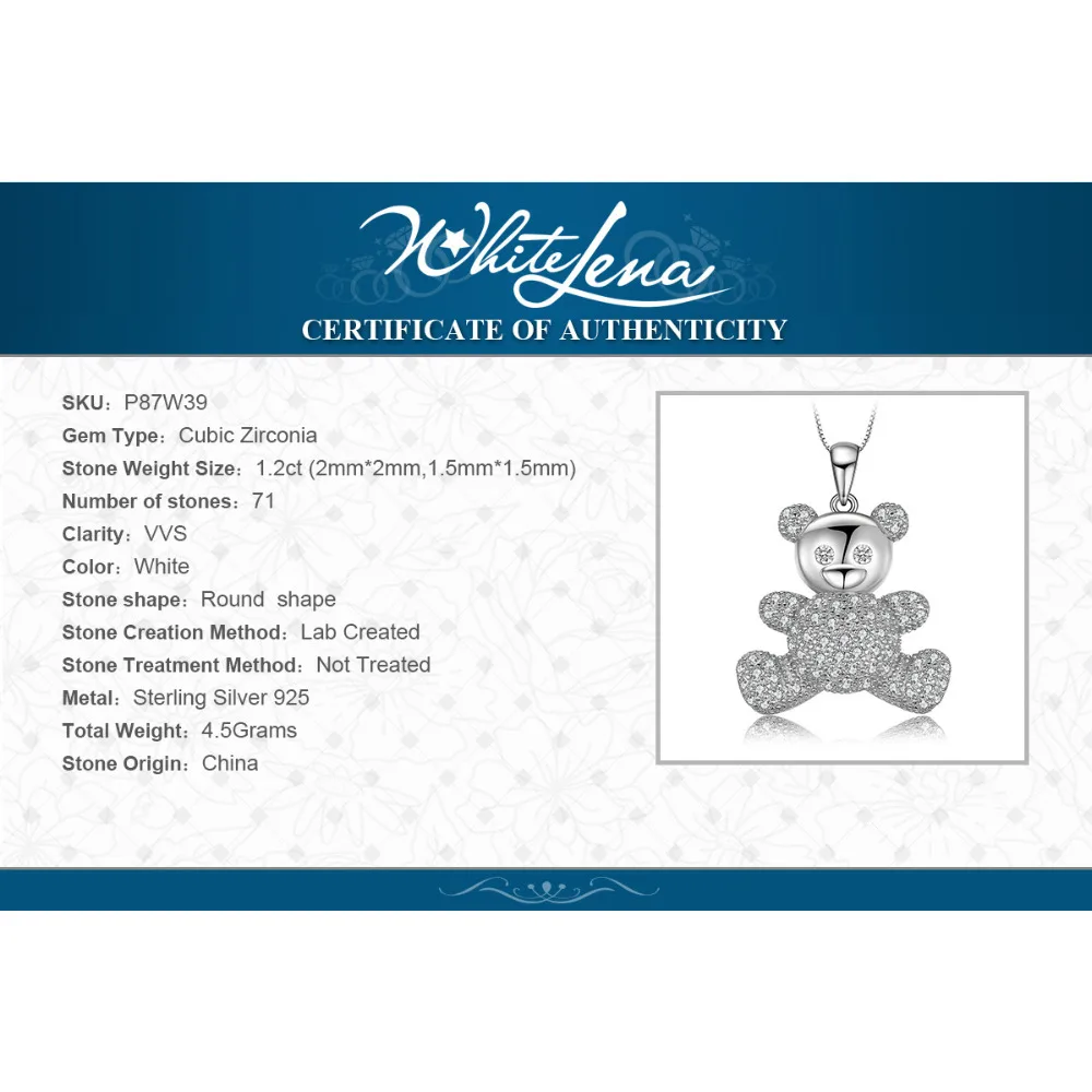 Белый Лена медведь микро проложить 1.1ct кубического циркония 925 пробы серебряный