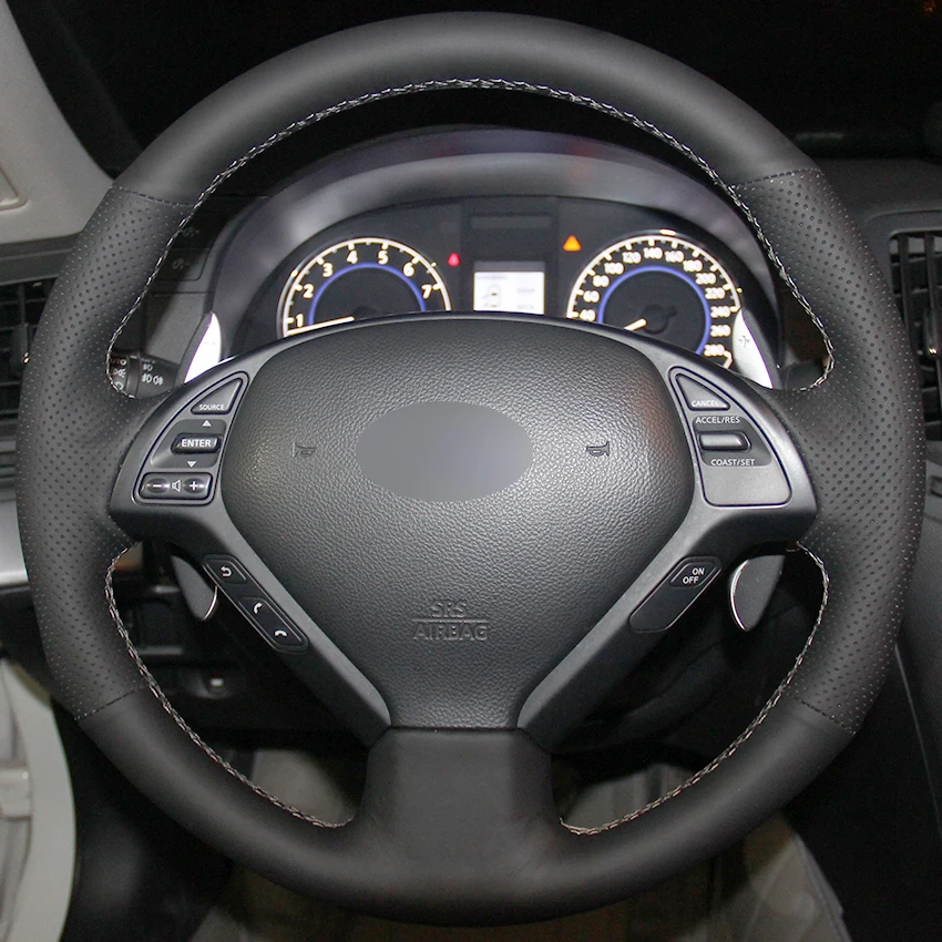 Black Natural Leather Car Steering Wheel Cover for Infiniti G25 G35 G37 QX50 EX25 EX35 EX37 2008-2013 | Автомобили и мотоциклы