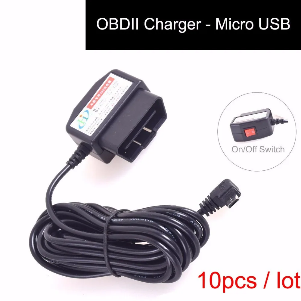 10 шт. с кабелем для зарядки OBDII адаптер питания Micro USB кнопкой переключения разъем