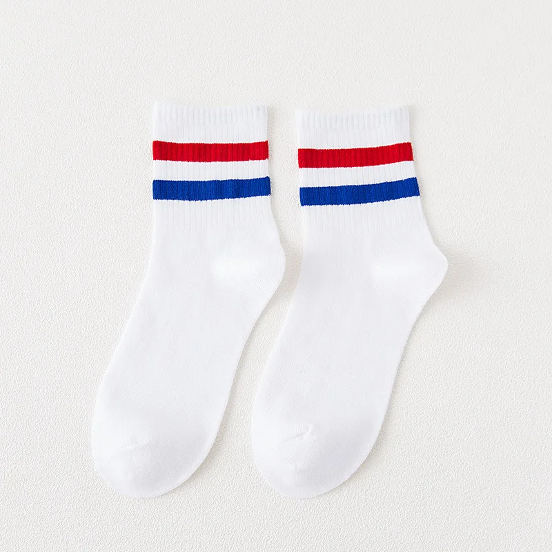 white two stripe Носки женские белые черные синий хлопок модные хлопок короткие милые с полосками хлопок женские короткие harajuku красивые пушистые полосатые хлопковые полосатые женские носки мода носки короткие с рисунком - Цвет: white two stripe
