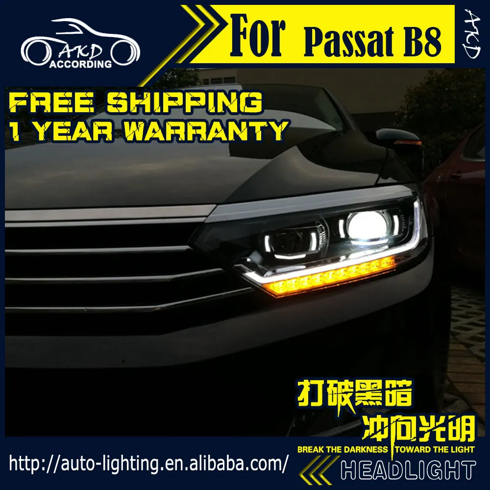 АКД стайлинга автомобилей фар сборки для VW Passat B8 фары Bi-Xenon светодиодный фар светодиодный DRL HID Динамический светодиодный сигнал аксессуары