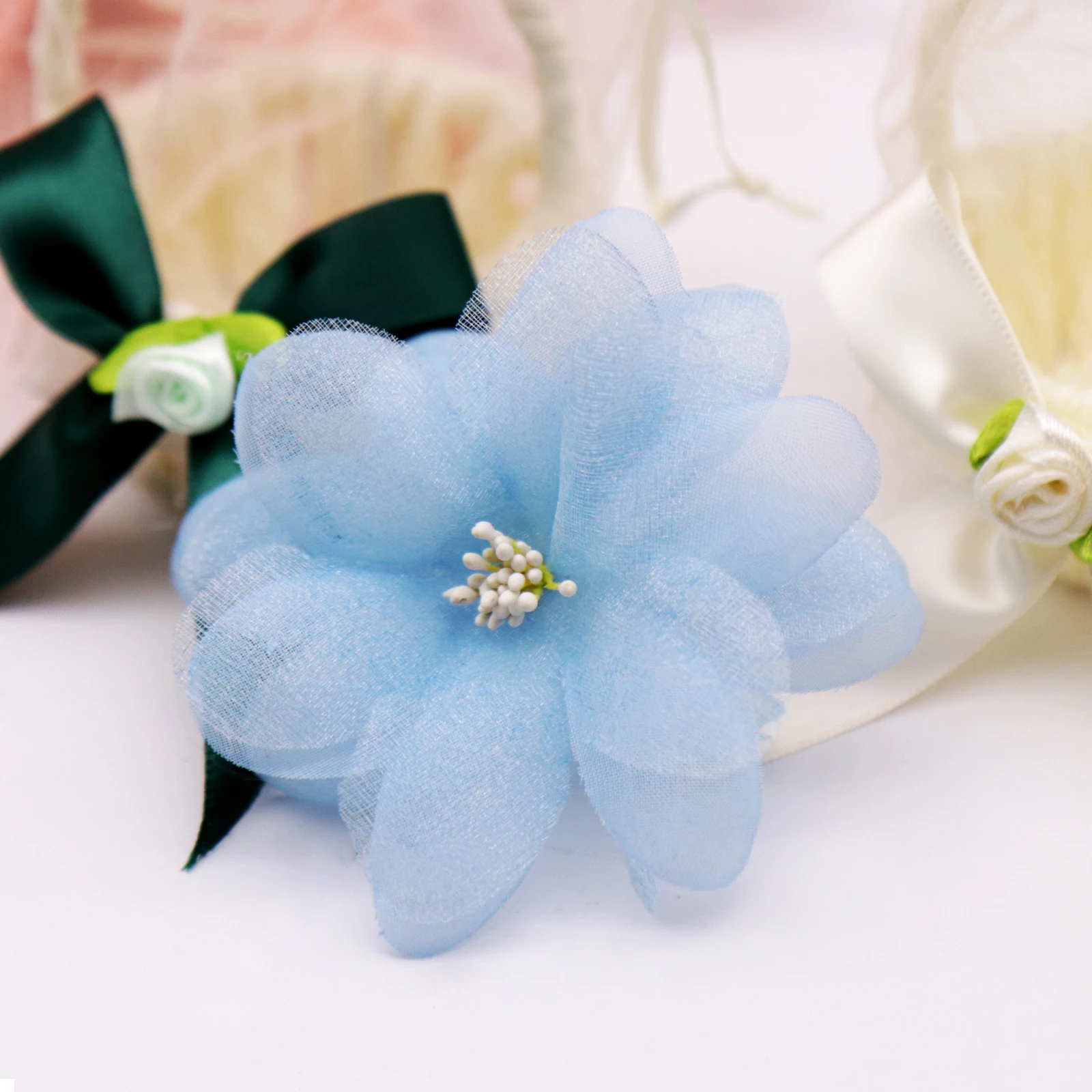 10PCS/lot Chiffon Plum Blossom Artificial Flowers Head Wedding Decoration Fake Flower DIY Wreath Gift Box Scrapbooking Craft | Дом и сад