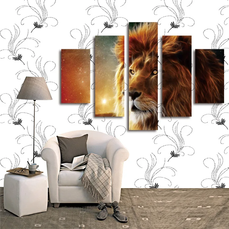 

FIVE PC NO FRAME The lion Oil Painting Printed Oil Painting On Canvas Oil Painting for Home Decor Wall Decor