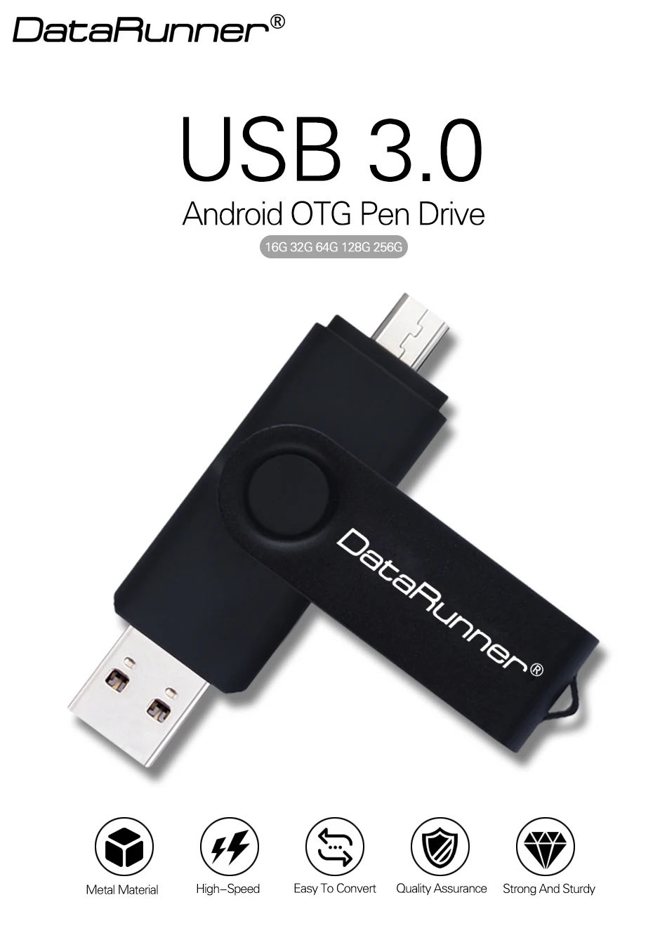 Usb 3,0 DataRunner OTG USB флеш-накопитель для смартфонов/планшетов/ПК 32 Гб 64 Гб 128 ГБ 256 ГБ флэш-накопитель USB флеш-накопитель