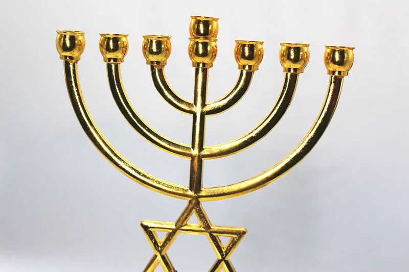Религия Jerusalem Menorah со звездой Давида мессианина Menora of brass