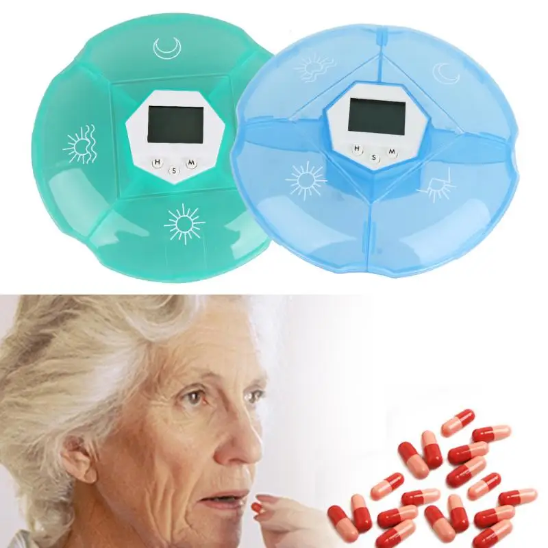 4 отсек для слотов органайзер таблеток дозатор хранения лекарств держатель с ЖК