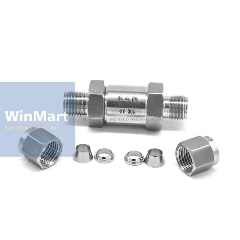 304 Stainless Steel One Way Check Valve Non-return in Line Compression Fit 6mm OD Tube | Обустройство дома