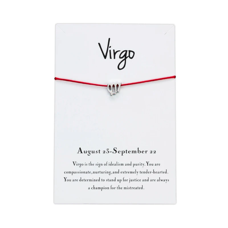 Женский браслет с надписью Wish Card Virgo регулируемый Красной веревкой