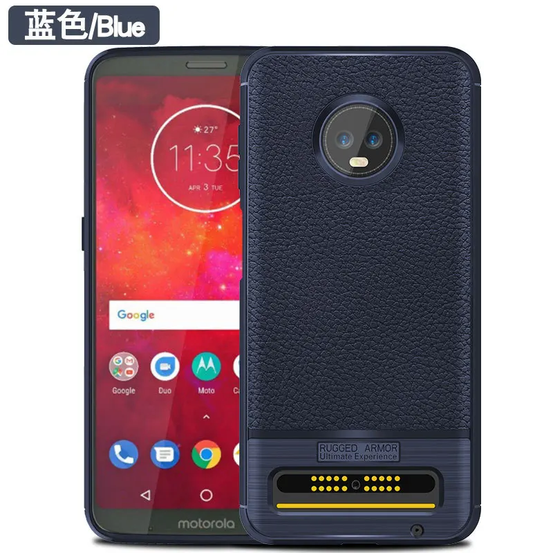 Для Motorola Moto Z3 Play роскошный полный мягкий силиконовый чехол из ТПУ противоударный чехол для Moto Z3 Play - Цвет: Синий