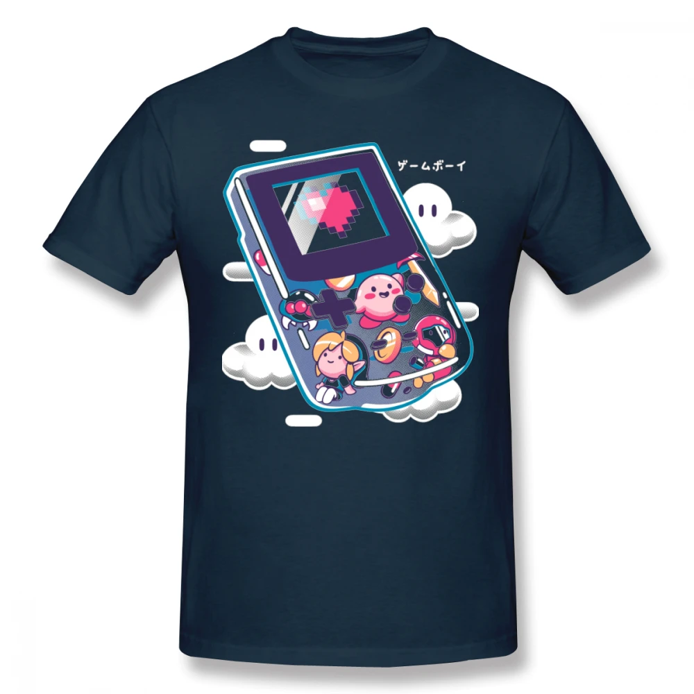 Тёмно-синий Для мужчин PS игры Фолк Kriby Super Mario Bros футболка Новое поступление Camiseta хлопок футболки - Цвет: Тёмно-синий