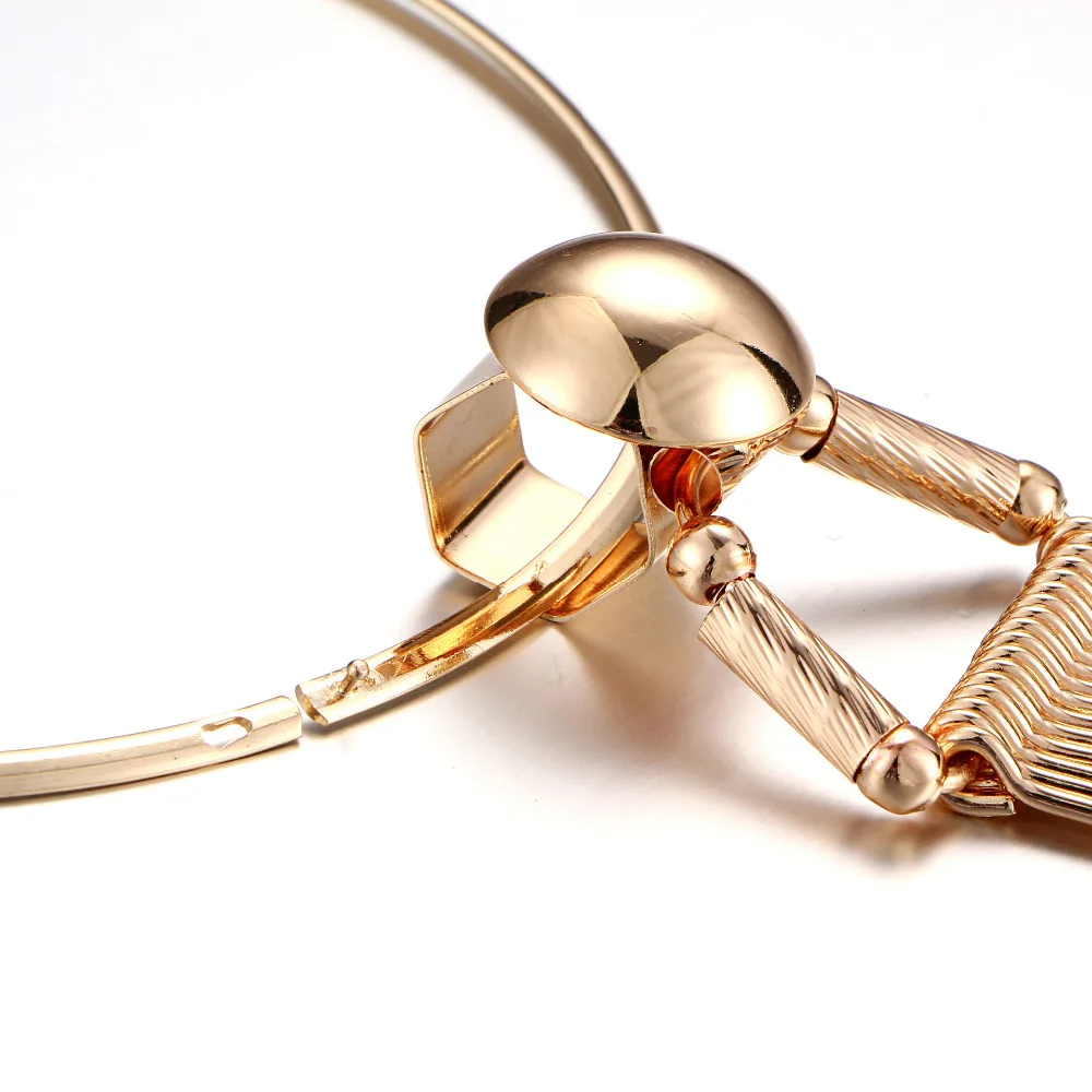 Золотистое Ожерелье для женщин круглая металлическая цепочка Большие Подвески с