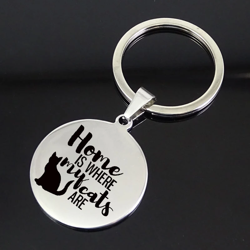 Creativity Letter Necklace Keychain Home Is Where My Cats Are Gift For Friend Accept Drop Shipping YP6176 | Украшения и