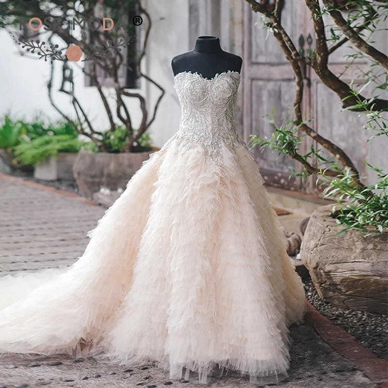 Rose Moda Роскошный Кристаллический Вышитый Бисером Корсет Шнурка Свет Шампанское