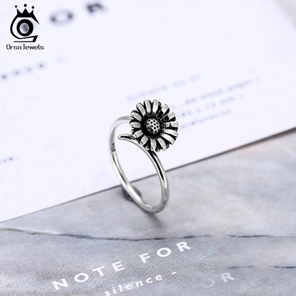 ORSA JEWELS Настоящее 925 пробы Серебряное женское кольцо на палец для женщин романтические розы кольца с листьями Свадебные украшения PSR59 - Цвет основного камня: PSR48