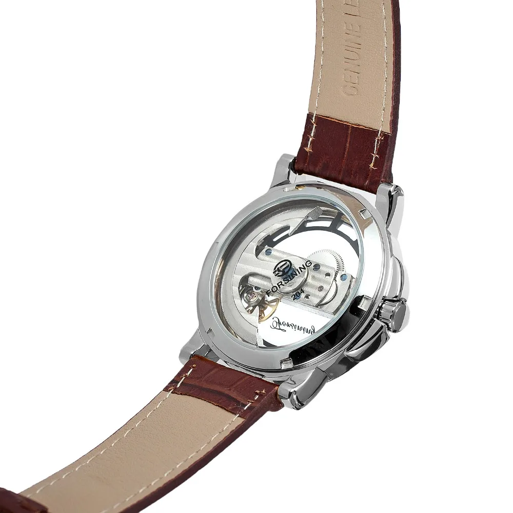 Мужские автоматические механические часы FORSINING с кожаным ремешком | Наручные
