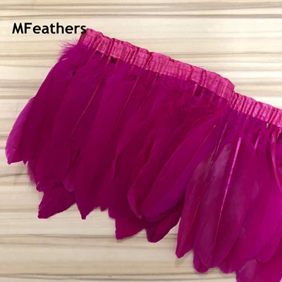hot pink Небесно-Голубое украшение из гусиных перьев(цена за 10 ярдов) гуси украшение из гусиных перьев полоски boas для Шали Обертывания ткани шнурки пояса ремесла - Цвет: hot pink