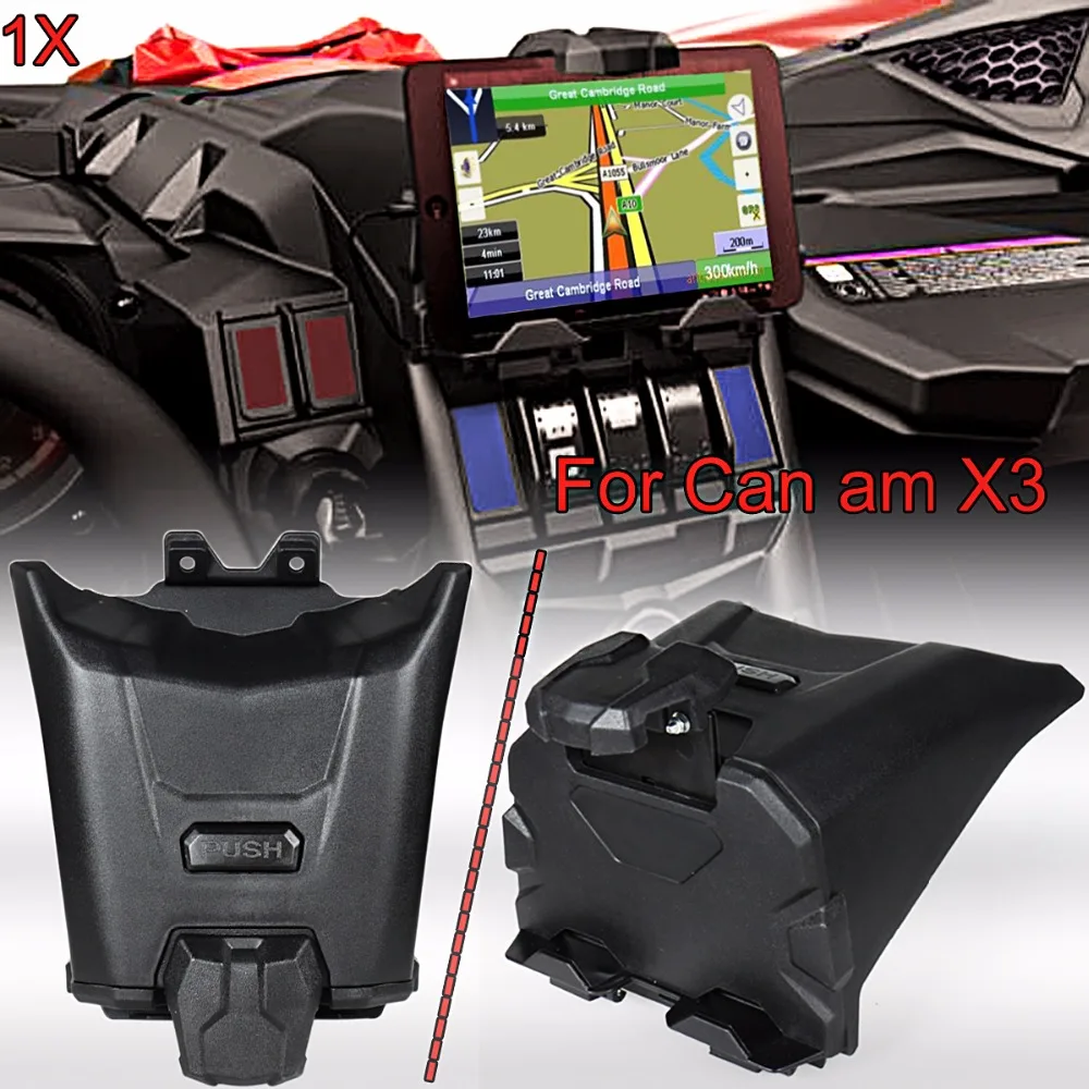 

Black Electronic Device Holder With Integrated Storage For 2017-2022 Can Am Maverick X3 Models