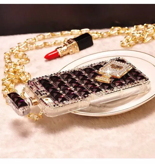 3D New handmade Bling Diamond Perfume Bottle Crystal Chain Case TPU Cover For Iphone X 6Plus 7 8Plus |