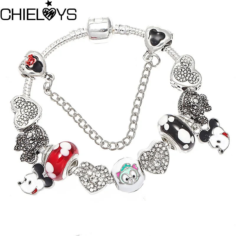 14 CHIELOYS, красивые синие муранские стеклянные бусины, цепочка-змейка, очаровательный браслет, подходит для оригинала, сделай сам, брендовый браслет для детей, подарок, ювелирное изделие - Окраска металла: 14