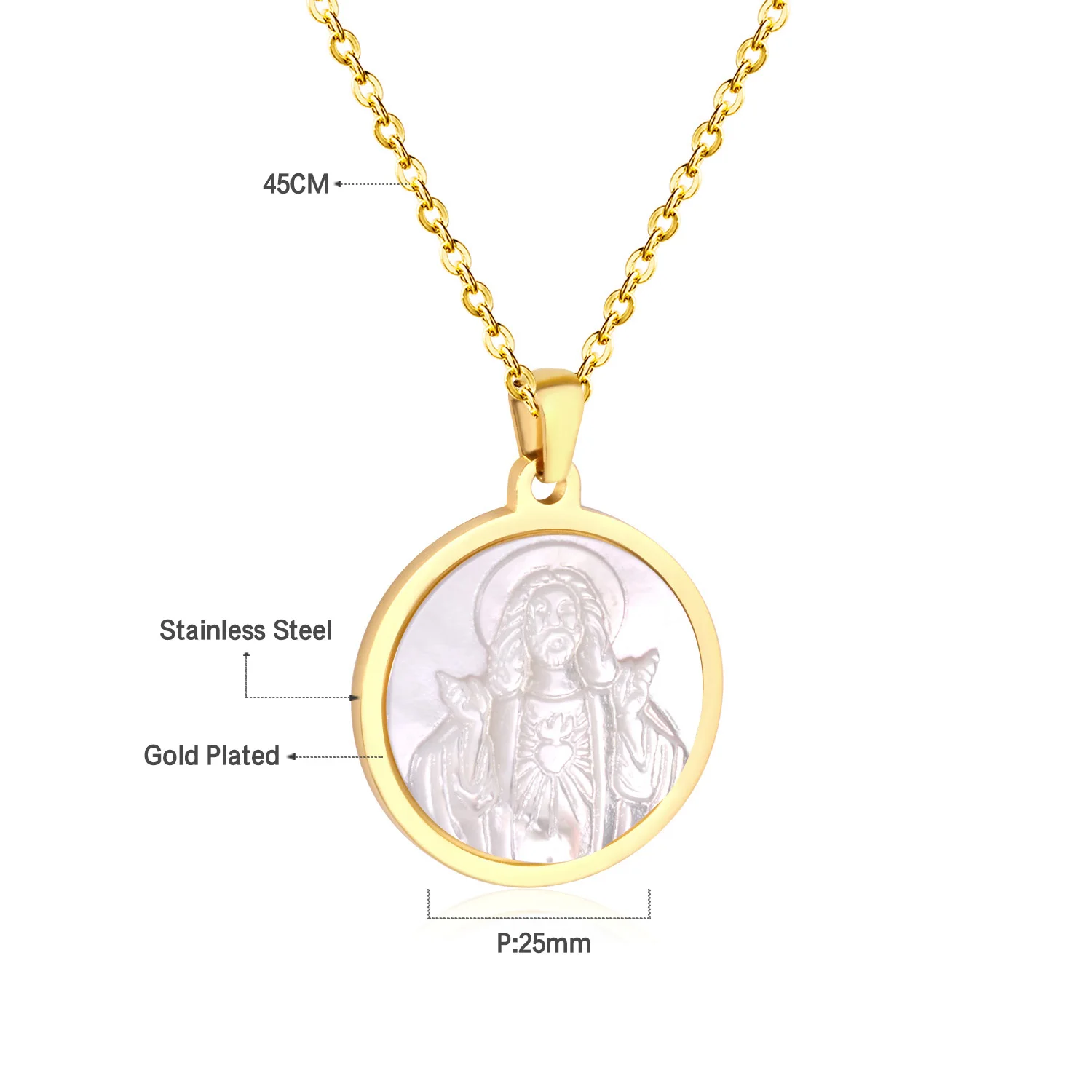 LUXUSTEEL Virgin Mary круглая подвеска в виде ракушки ожерелье ювелирное изделие колье из