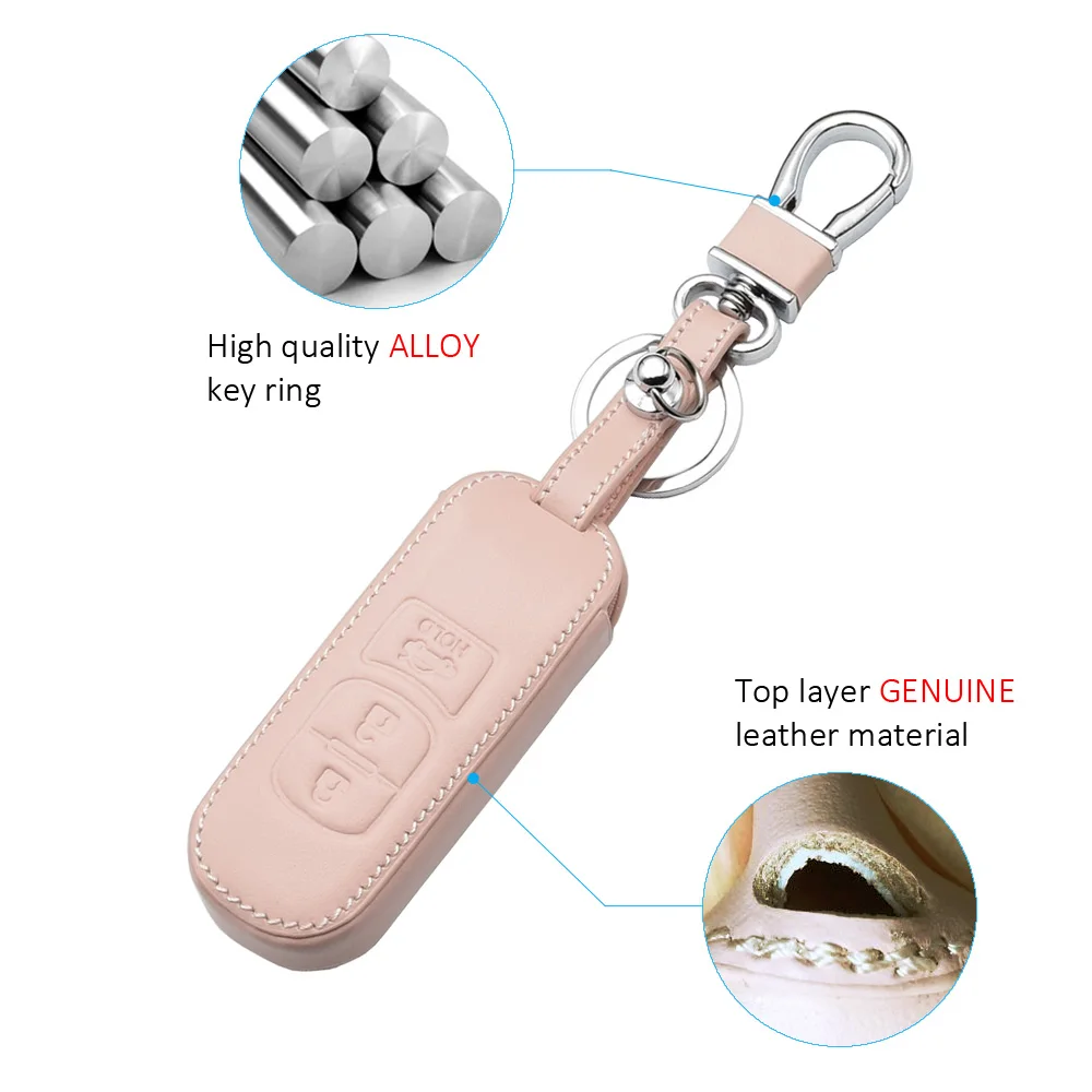 ATOBABI розовый автомобильный чехол для ключей для Mazda 5 6 Axela CX5 CX7 Atenza CX-5 из натуральной кожи с дистанционным брелоком чехол 3 кнопки женская сумка для ключей