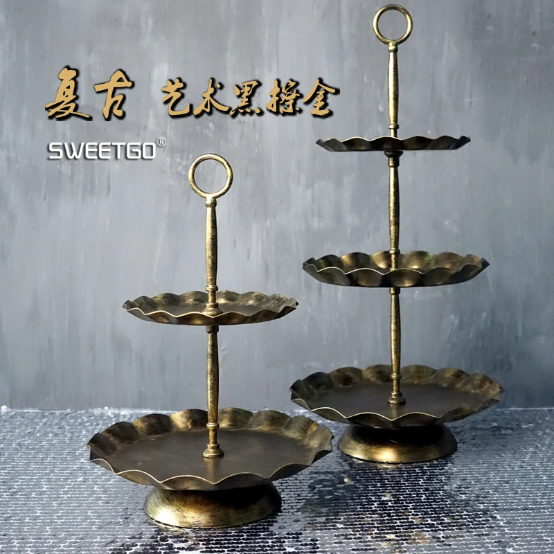 Винтажные подставки для торта в европейском стиле два/три тарелки на свадьбу