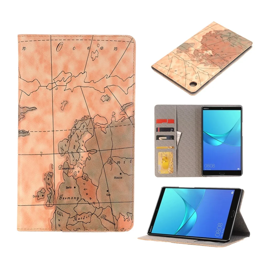 Чехол для Huawei MediaPad M5 8 4 SHT AL09 W09 с рисунком карты из искусственной кожи Модный чехол