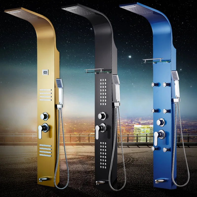 Led дождь водопад смеситель для душа набор термостатическая нержавеющая сталь