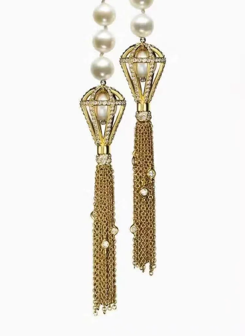 Кисточкой шар жемчуг 925 стерлингового серебра длинное ожерелье черного и